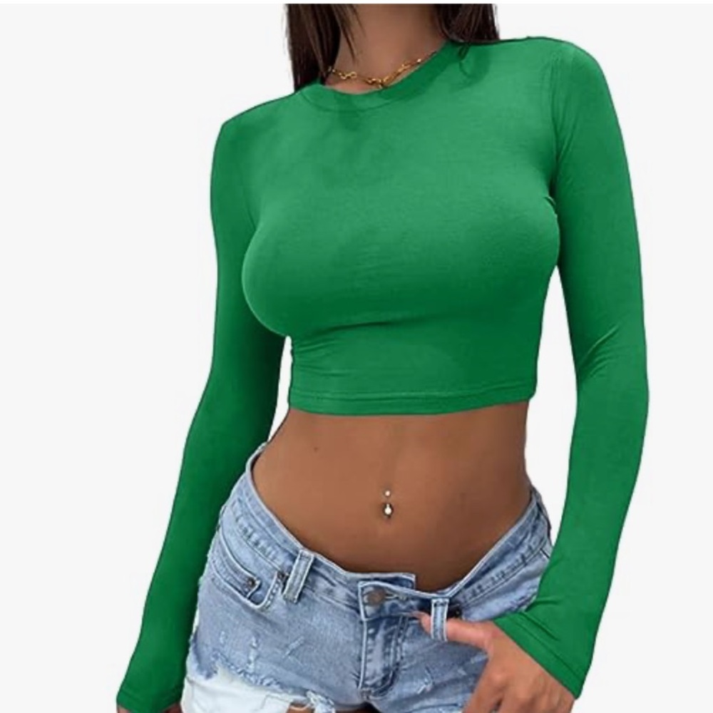 Long sleeve soft cropped t shirt